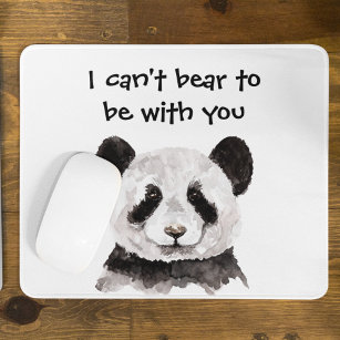 Modern Romantic Quote With Black And White Panda Mouse Pad