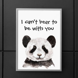 Modern Romantic Quote With Black And White Panda Poster
