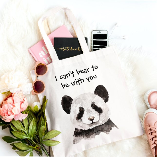 Modern Romantic Quote With Black And White Panda Tote Bag (Creator Uploaded)