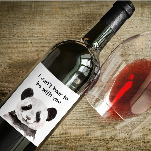 Modern Romantic Quote With Black And White Panda Wine Label (Creator Uploaded)