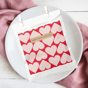Modern  Romantic Red & Pink Hearts Pattern  Favour Bag
