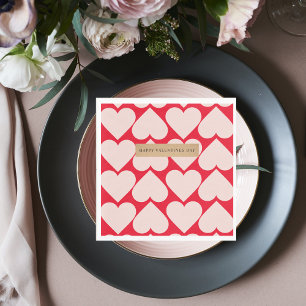 Modern  Romantic Red & Pink Hearts Pattern  Napkin