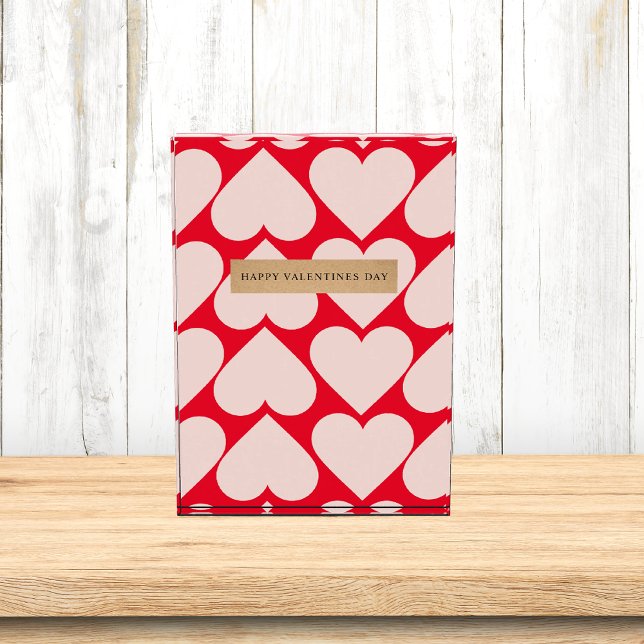Modern  Romantic Red & Pink Hearts Pattern  Photo Block (Creator Uploaded)