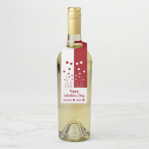Modern Romantic Red White Love Hearts Bottle Tag