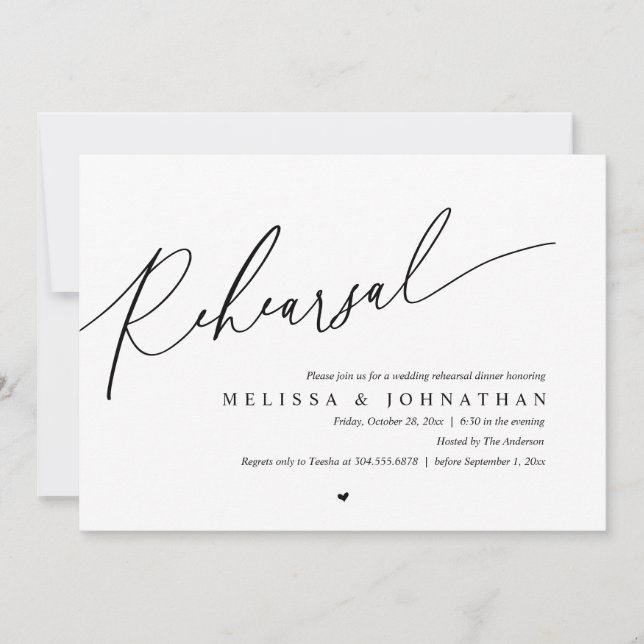 Modern Romantic Rehearsal Wedding Dinner Dancing Invitation (Front)