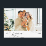 Modern Romantic, Rejoice, Christmas, Family Photo Postcard<br><div class="desc">Let us rejoice. Merriest Christmas. Celebrate the season with this family photo postcard It is fully customisable and personalised with your own greeting messages. Please add your return address for easy mailing. It is simple, easy, yet modern minimalist and festive. This is the perfect postcard for sending your holiday wishes....</div>