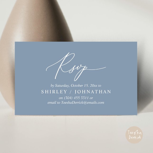 Modern Romantic RSVP Wedding Dinner Invitation (Modern Romantic RSVP Wedding Dinner Invitation Enclosed Reminder Online Email Card, Dusty Blue)