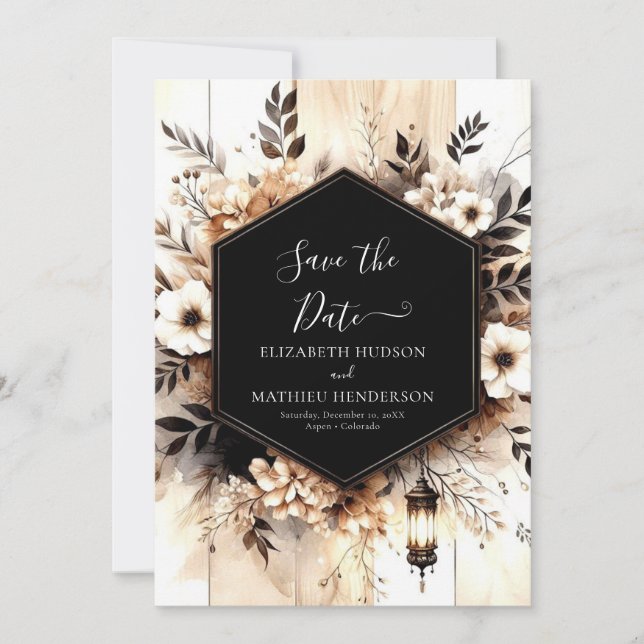 Modern Romantic Rustic Wedding Save The Date (Front)