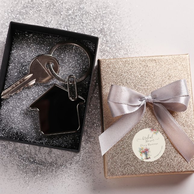 Modern Romantic Spring Flowers Vase Bridal Shower Classic Round Sticker (Creator Uploaded)