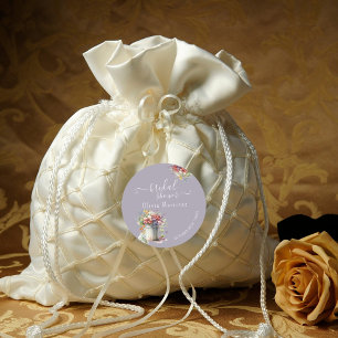 Modern Romantic Spring Flowers Vase Bridal Shower Classic Round Sticker