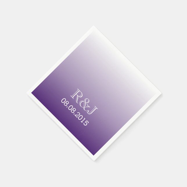 modern romantic summer lilac ombre purple wedding napkin (Corner)