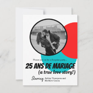 Modern romantic surprise 25th Wedding Anniversary Invitation