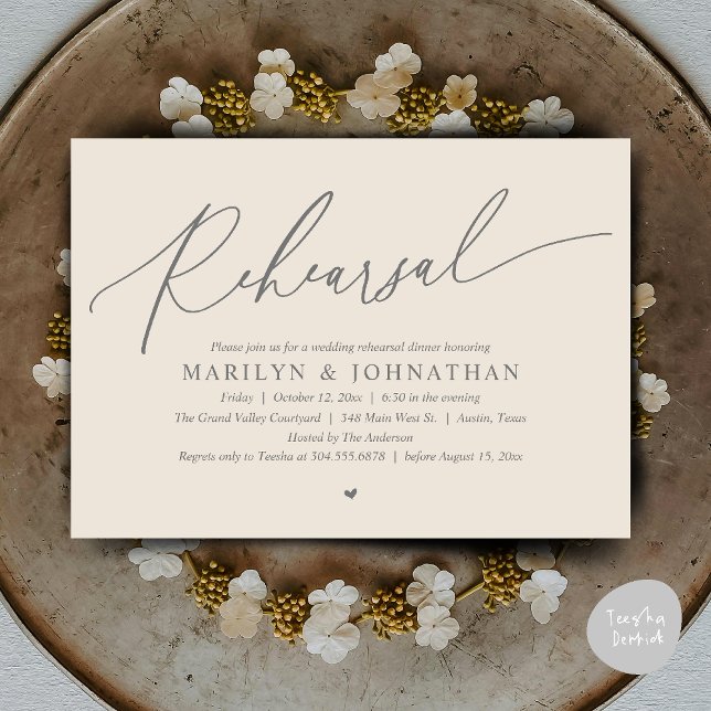 Modern Romantic Timeless Wedding Rehearsal Dinner Invitation (Modern Romantic Wedding Rehearsal Dinner Dancing Invitation Card PDF Aesthetic Cream Grey)
