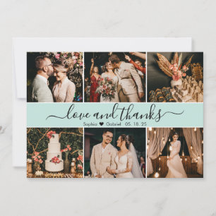 Modern Romantic Typography 6 Photo Collage Thank Y You Card