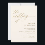 Modern Romantic Wedding Cream and Gold Invitation<br><div class="desc">Capture the essence of romance and elegance with our Elegant Romantic Cream and Gold Wedding Invitation. This invitation is a masterpiece of design, featuring delicate and soft calligraphy that exudes an air of timeless charm. The cream and gold colour palette adds a touch of opulence, creating an invitation that's as...</div>