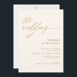 Modern Romantic Wedding Cream and Gold Invitation<br><div class="desc">Capture the essence of romance and elegance with our Elegant Romantic Cream and Gold Wedding Invitation. This invitation is a masterpiece of design, featuring delicate and soft calligraphy that exudes an air of timeless charm. The cream and gold colour palette adds a touch of opulence, creating an invitation that's as...</div>