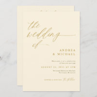 Modern Romantic Wedding Cream and Gold