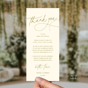 Modern Romantic Wedding Dinner Thank You Card