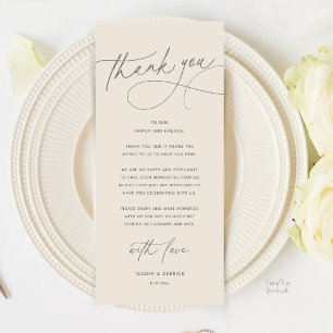 Modern Romantic Wedding Dinner Thank You Card