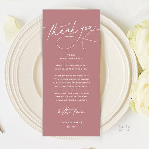 Modern Romantic Wedding Dinner Thank You Card