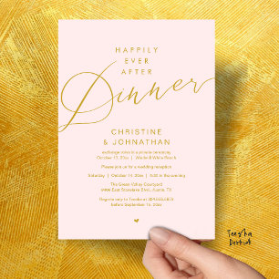 Modern Romantic Wedding Happily Ever After Dinner Invitation