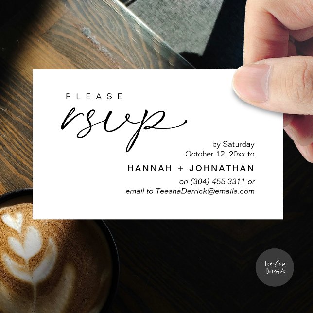 Modern Romantic Wedding Invites RSVP Reminder Card (Modern Romantic Wedding Invites RSVP Reminder Card in Black White)