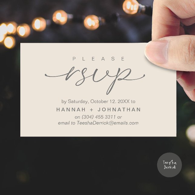 Modern Romantic Wedding Invites RSVP Reminder Card (Modern Romantic Wedding Invitation Invites RSVP Reminder Card Cream Grey)