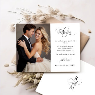 Modern, Romantic Wedding Photo Thank You Card
