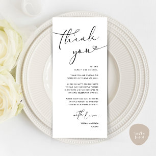 Modern Romantic Wedding Reception Thank You Card