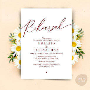Modern Romantic Wedding Rehearsal Dinner Invitation