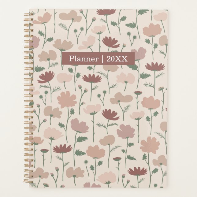 Modern romantic Wildflowers  soft blush pink Planner (Front)