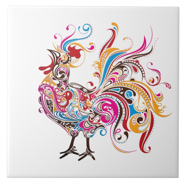 Modern rooster Country decor Ceramic Tile (Front)