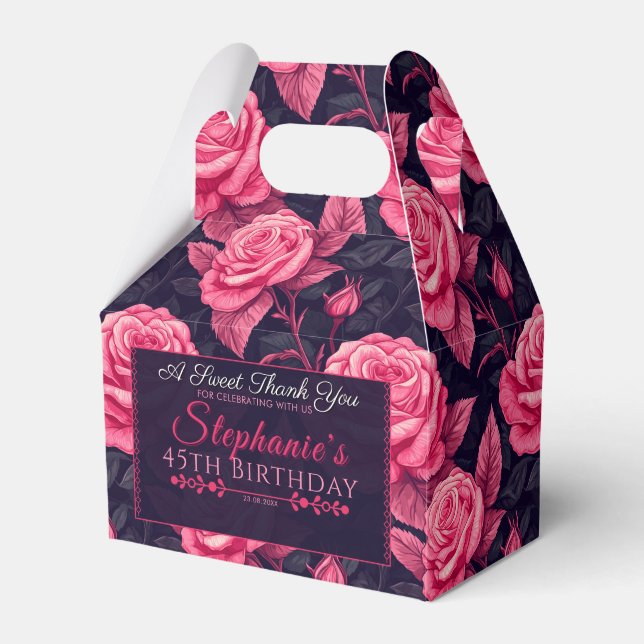 Modern Rose Birthday Favour Box For Garden Birthda (Front Side)