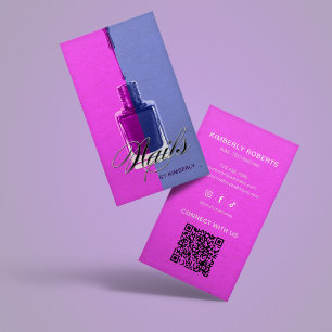 Modern Rose Blue Nail Technician Business Card