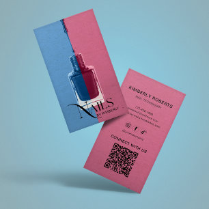 Modern Rose Blue Nail Technician Business Card