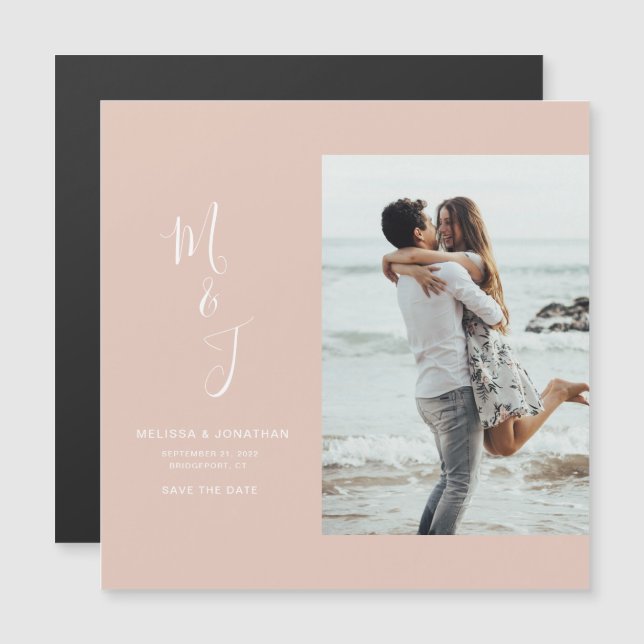 Modern Rose Blush Botanical Wedding Save The Date Magnetic Invitation (Front/Back)