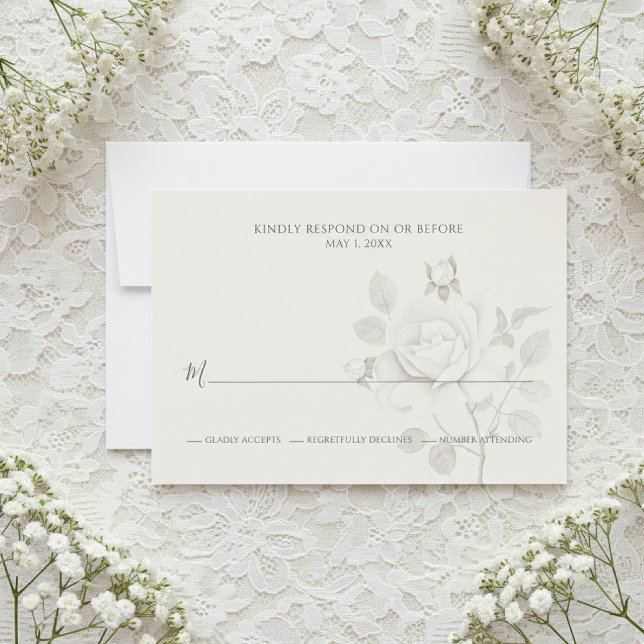 Modern Rose Botanical Wedding RSVP Card (Creator Uploaded)