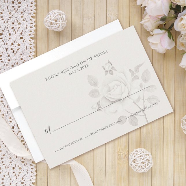 Modern Rose Botanical Wedding RSVP Card (Creator Uploaded)