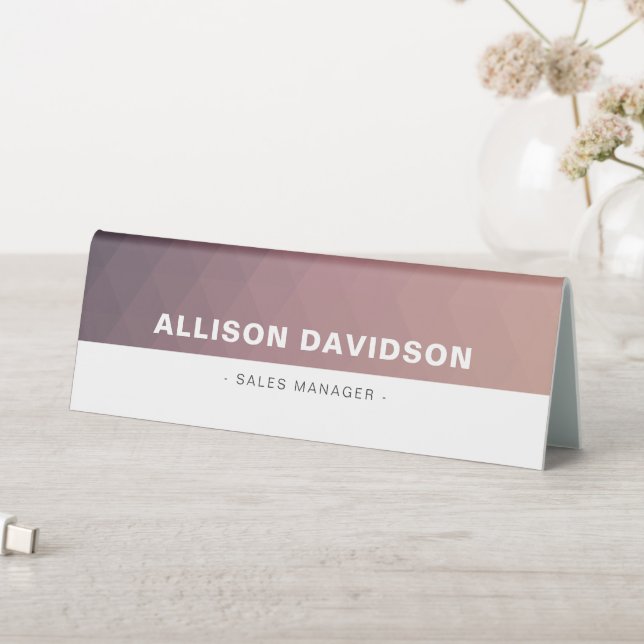 Modern Rose Business Employee Name Table Tent Sign (In SItu (Table))