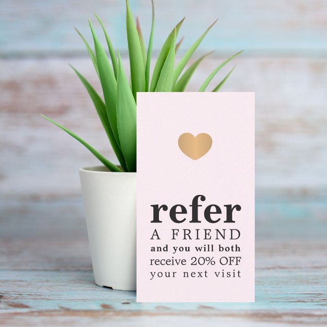 Modern Rose Faux Gold Heart Salon  Referral Card (Creator Uploaded)