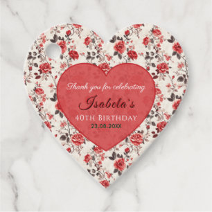 Modern Rose Floral First Birthday Gift Favour Tags
