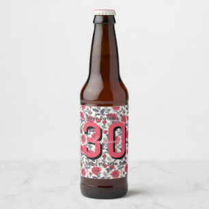 Modern Rose Flower 90Th Birthday Beer Bottle Label
