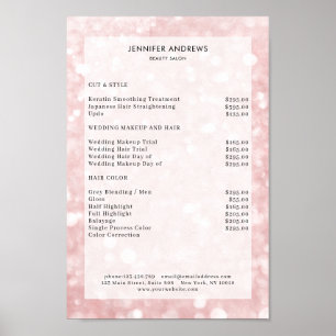Modern, rose glitter salon price list Poster