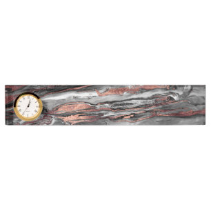 Modern rose gold abstract marbleised paint nameplate