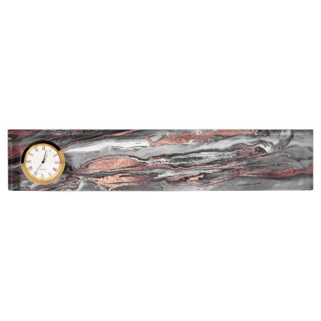 Modern rose gold abstract marbleised paint nameplate (Front)