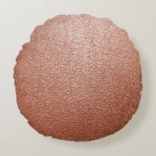 Modern Rose Gold Abstract Metallic Texture Round Cushion
