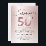 Modern rose gold adult surprise 50th birthday invitation<br><div class="desc">Modern Shhh, it's a surprise 50th birthday party invitation features stylish script and faux rose gold glitter number 50 and your party details on rose gold background, simple and elegant, great surprise adult milestone birthday invitation for women. the black background colour can be changed to any colour of your choice....</div>