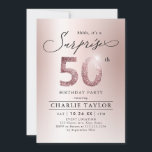 Modern rose gold adult surprise 50th birthday invitation<br><div class="desc">Modern Shhh, it's a surprise 50th birthday party invitation features stylish script and faux rose gold glitter number 50 and your party details on rose gold background, simple and elegant, great surprise adult milestone birthday invitation for women. the black background colour can be changed to any colour of your choice....</div>