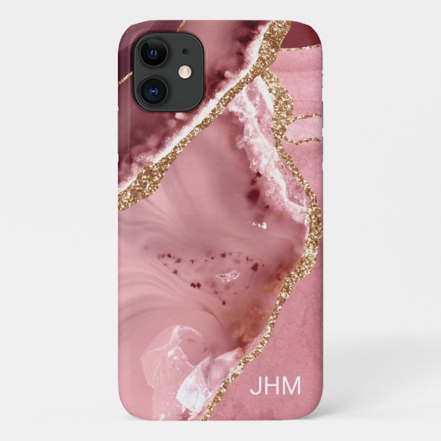 Modern Rose Gold Agate Case-Mate iPhone Case (Back)