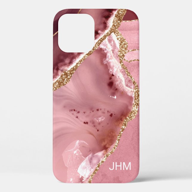 Modern Rose Gold Agate Case-Mate iPhone Case (Back)